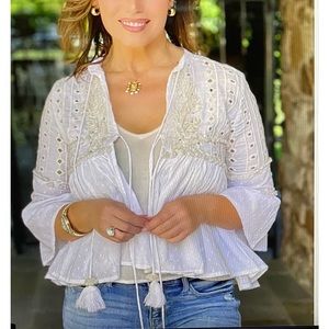 NWT Barok Paris cardi size 0-14 one size White Resort Cardigan Lisa Robertson